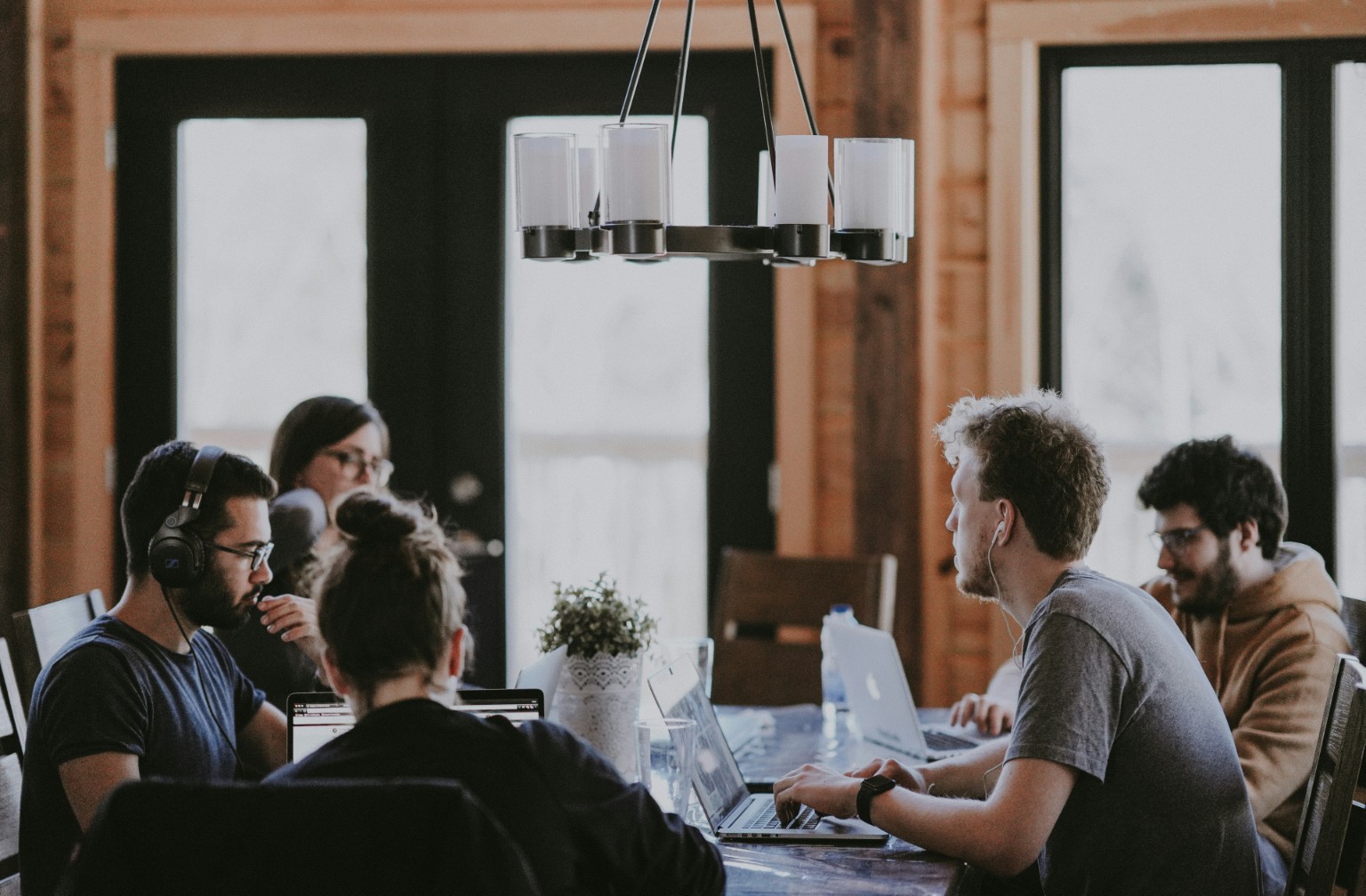 Small business team working together at a shared table